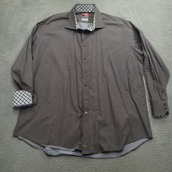 Thomas Dean 3XLT Brown Geometric Print Long Sleeve Button Down Shirt‎ - Picture 1 of 7